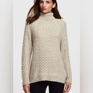 Vince Women's 50/50 Wool and Yak Cable Knit Turtleneck Sweater - Oatmeal, Small